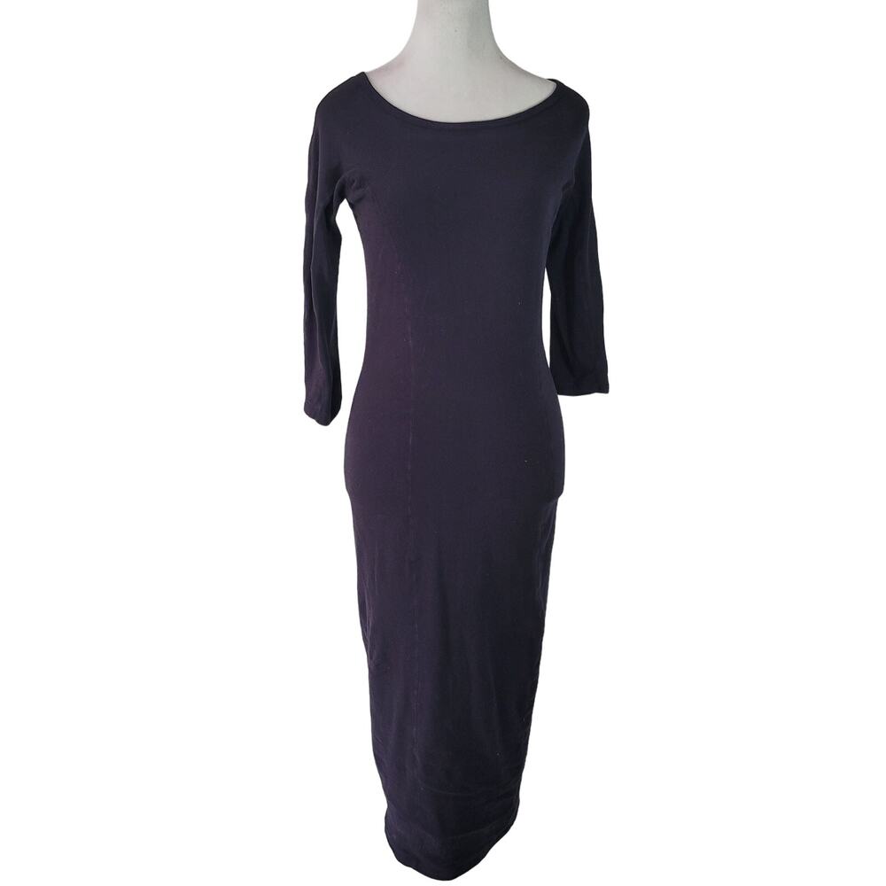Standard James Perse Size 2 US M Navy Bodycon 3/4 Sleeve Midi Dress Minimalist